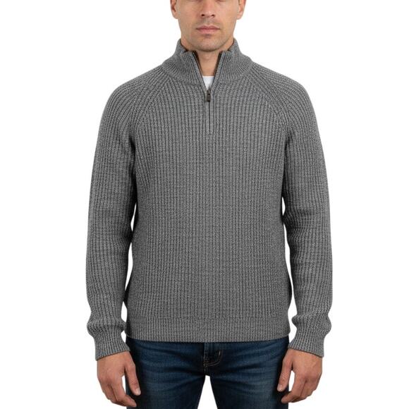 Alesbury Paxton Charcoal Ribbed 1/4 Zip Pullover Sweater NWT Men’s Size Medium - Picture 1 of 9